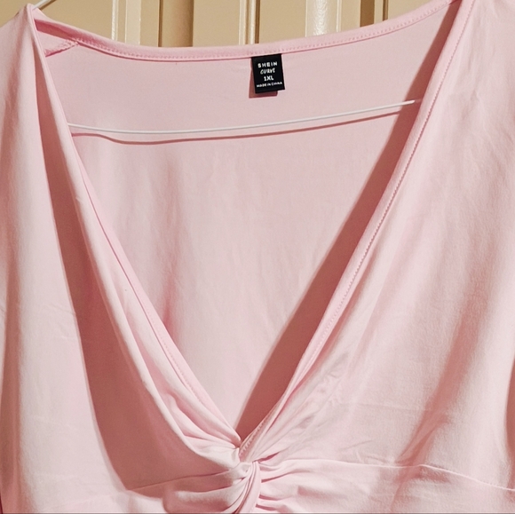 SHEIN Light Pink Twist Front Crop Top - Picture 3 of 5
